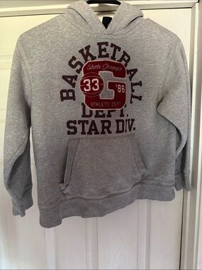 GAP Gray Kids Basketball Hoodie with Maroon Graphic